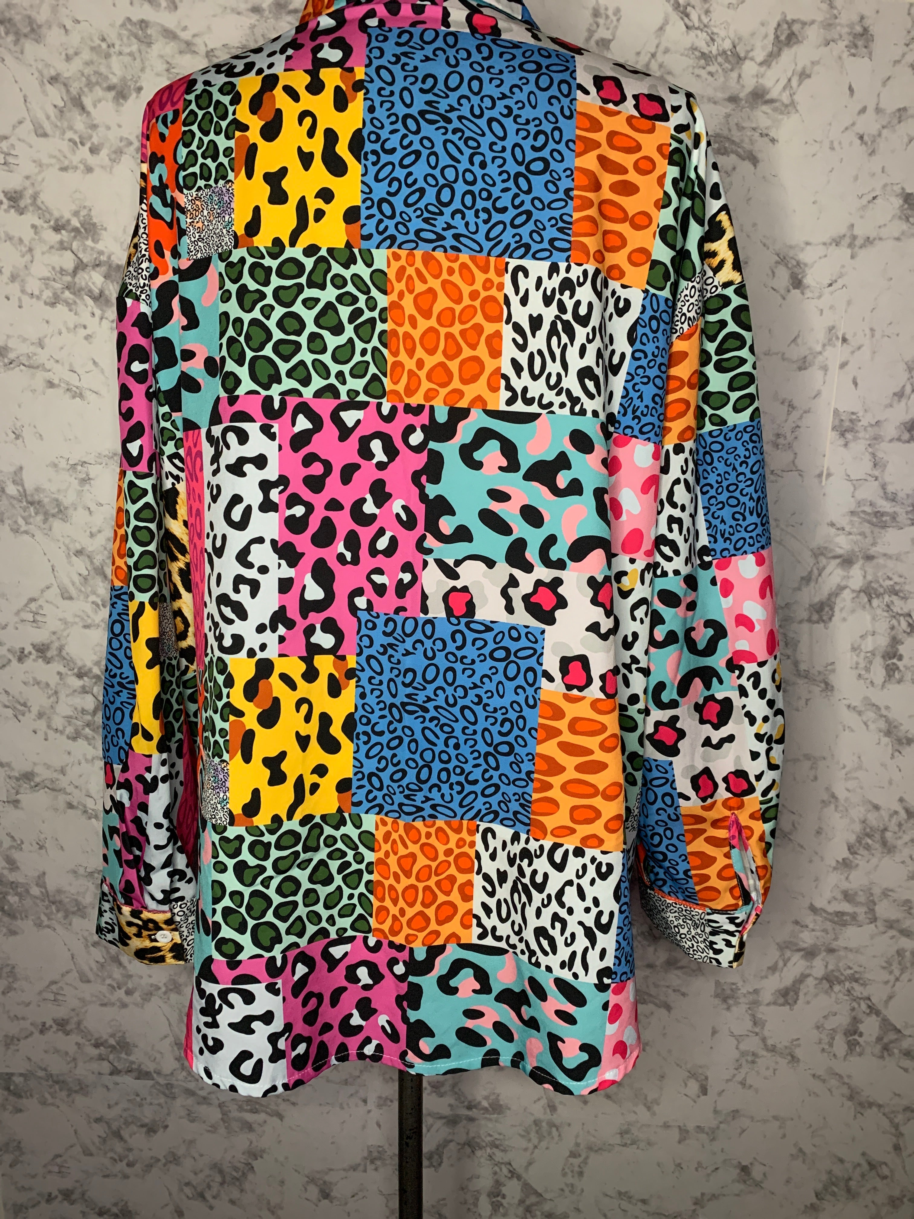 Multicolored cow print blouse