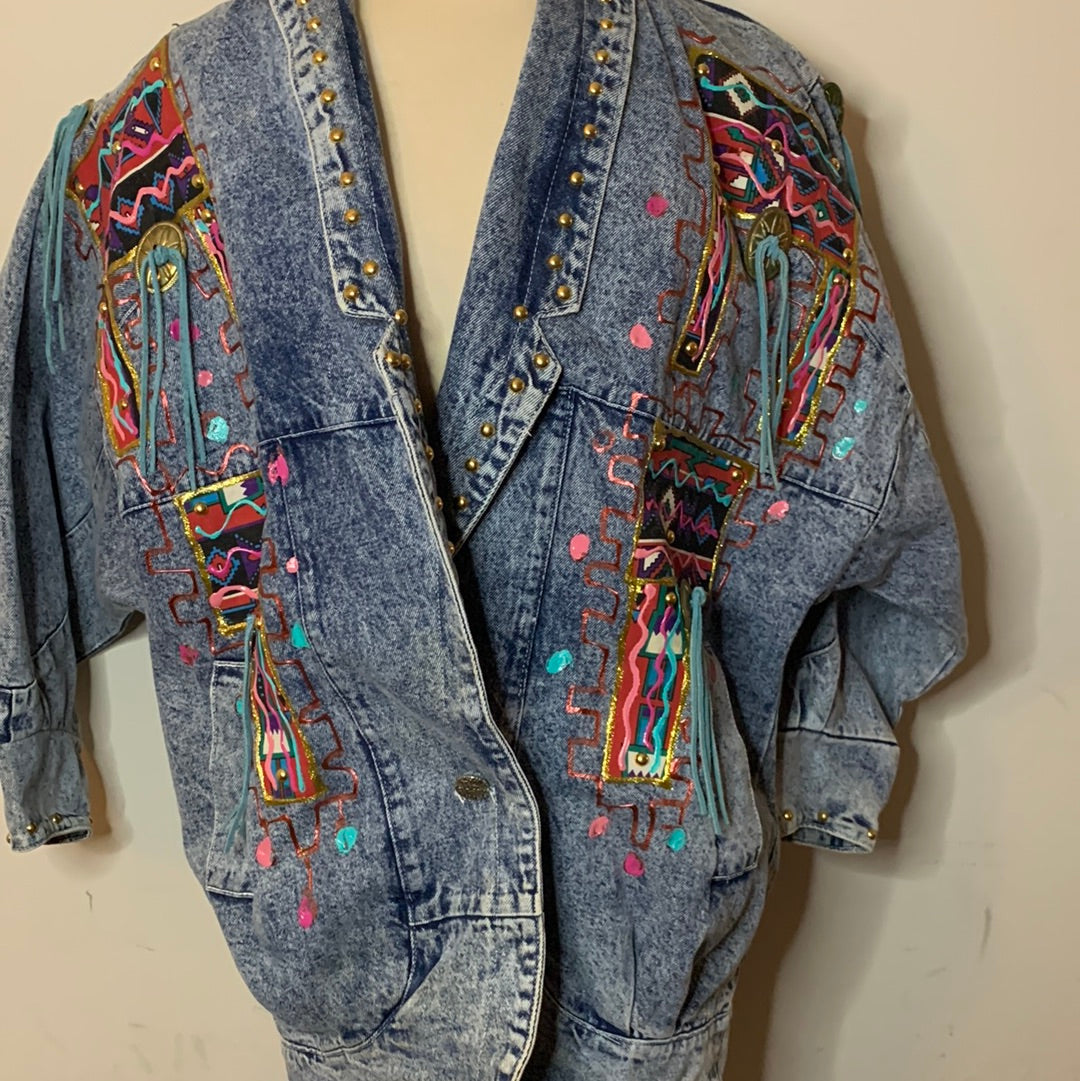 Vintage denim hand painted jacket