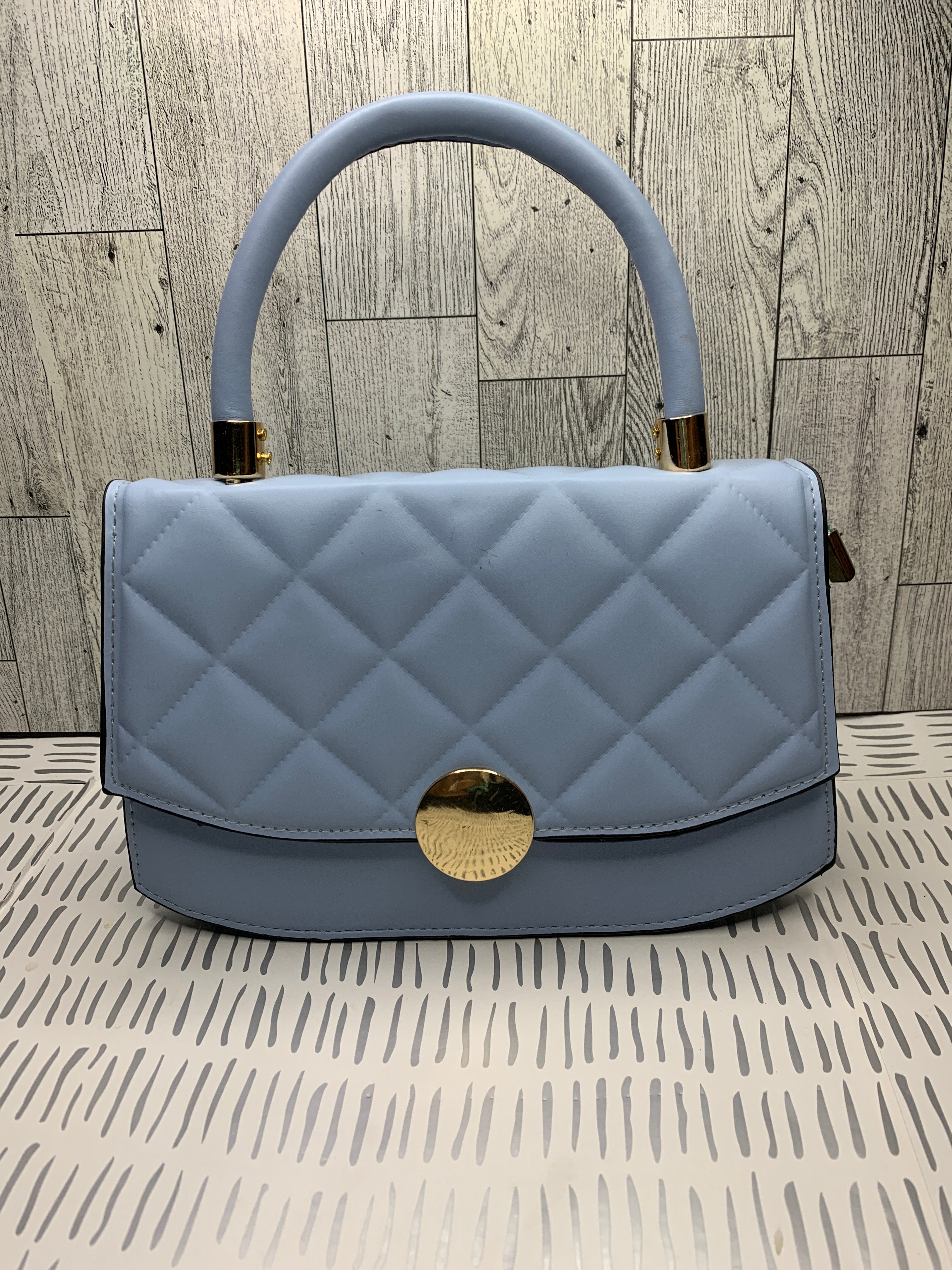 Baby blue top handle bag