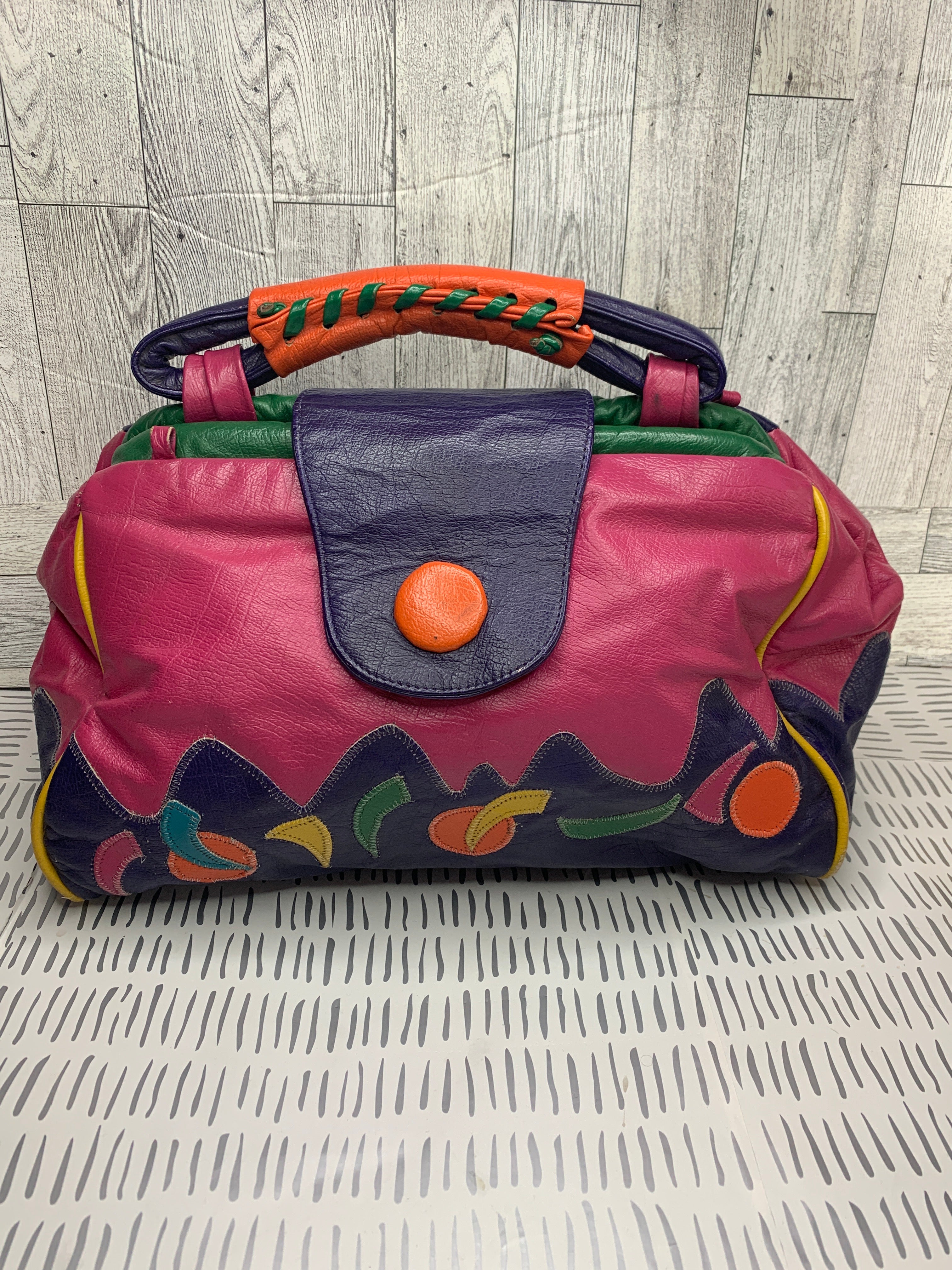 Vintage genuine leather colorful doctor bag