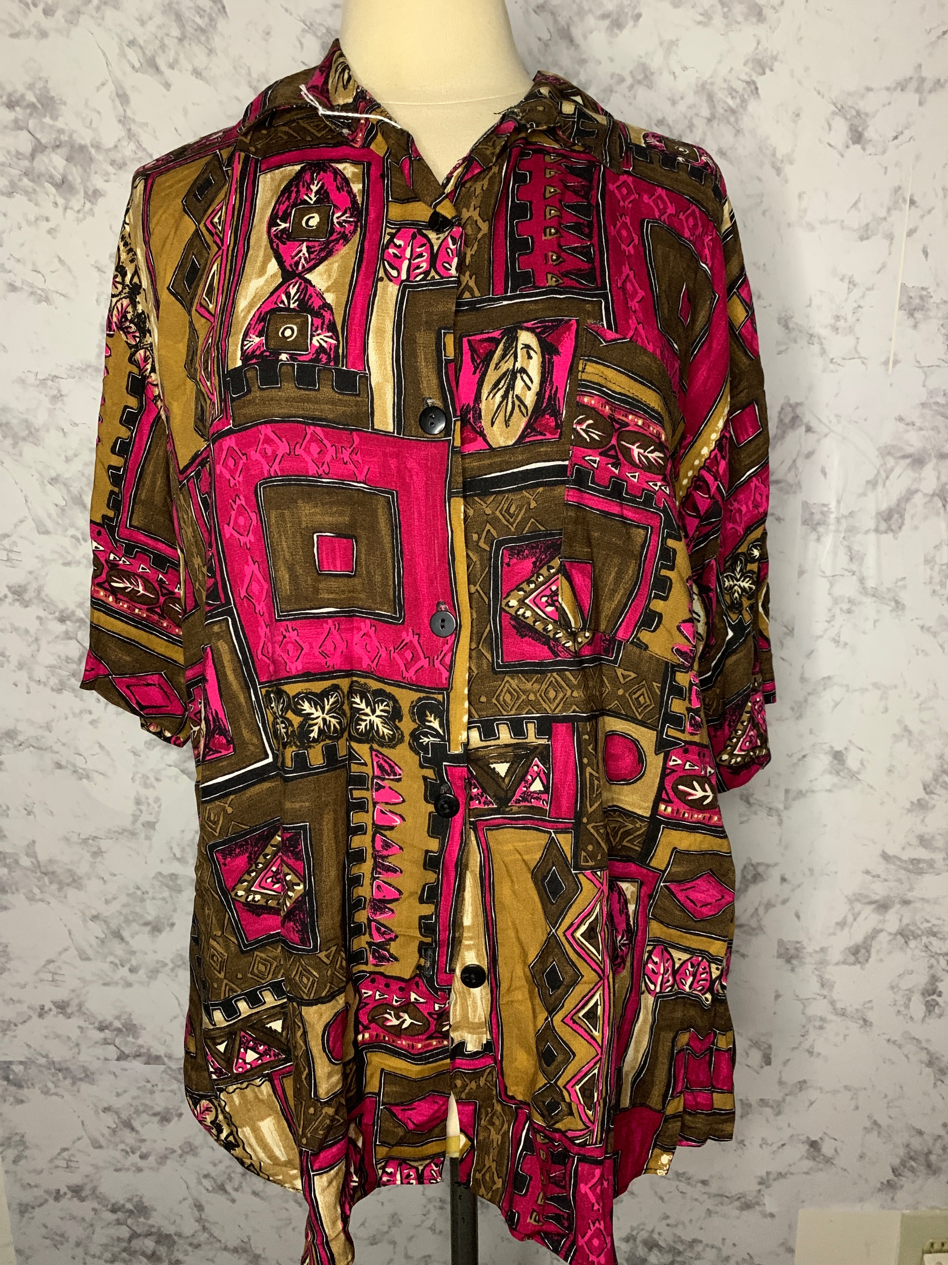 Vintage mixed print blouse