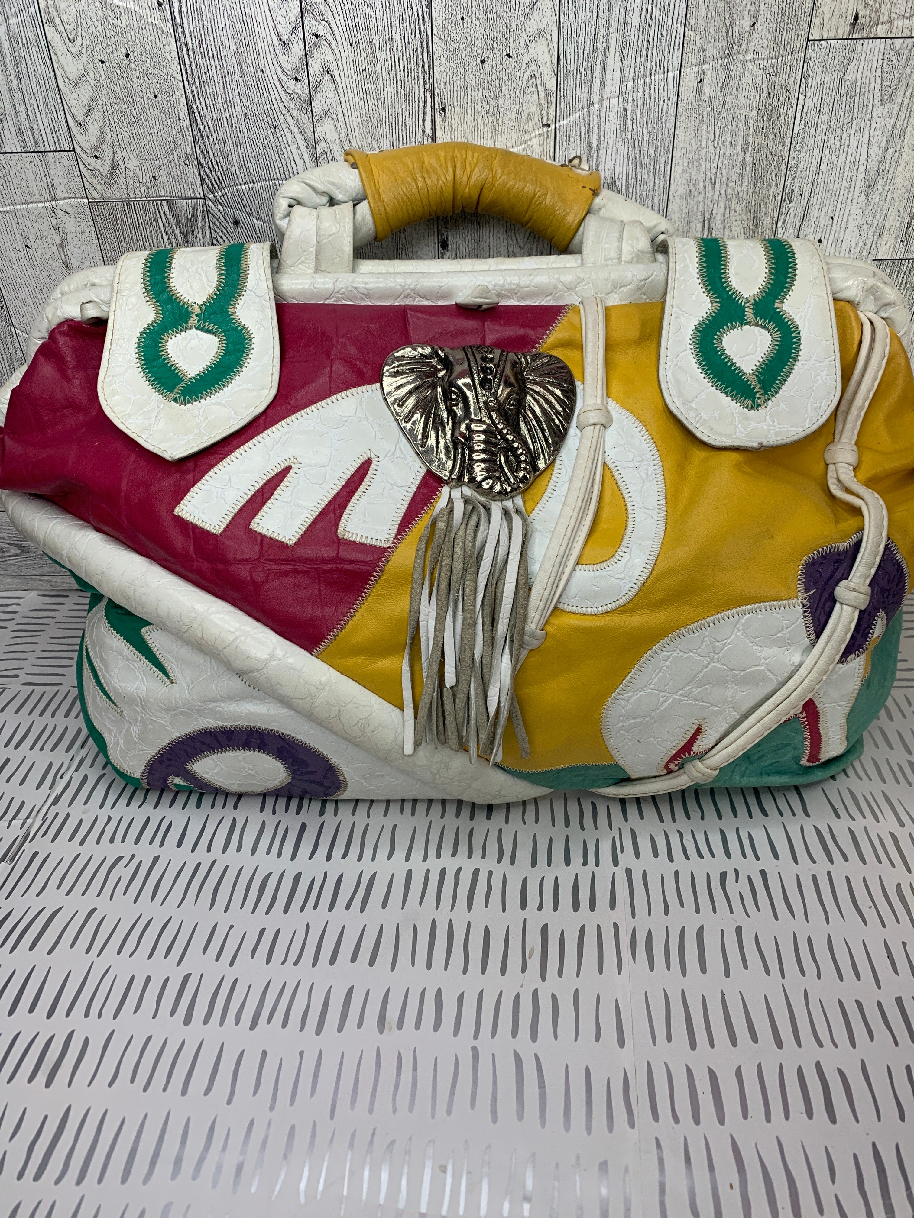 Vintage elephant patchwork bag