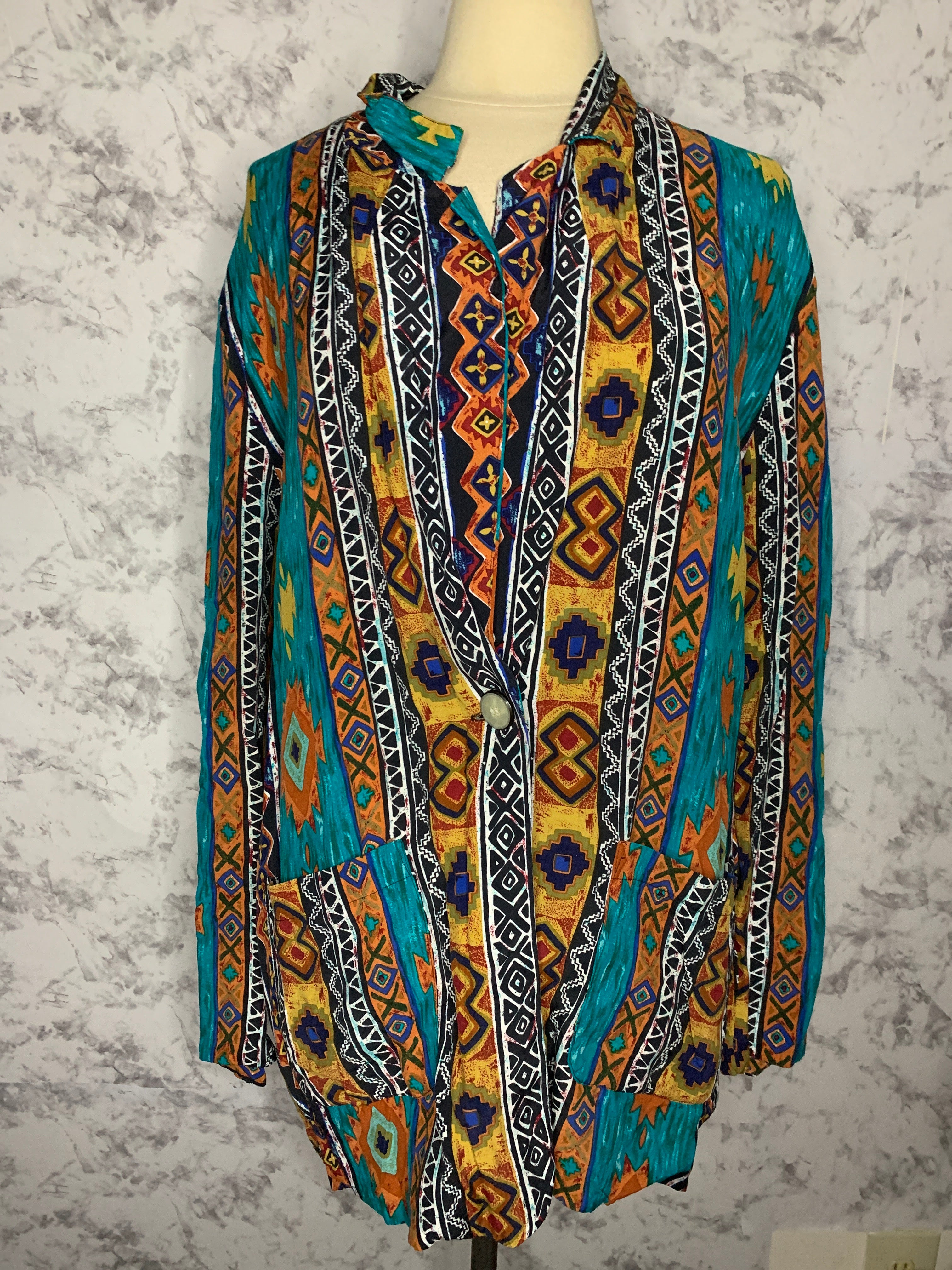 Vintage Aztec print blazer