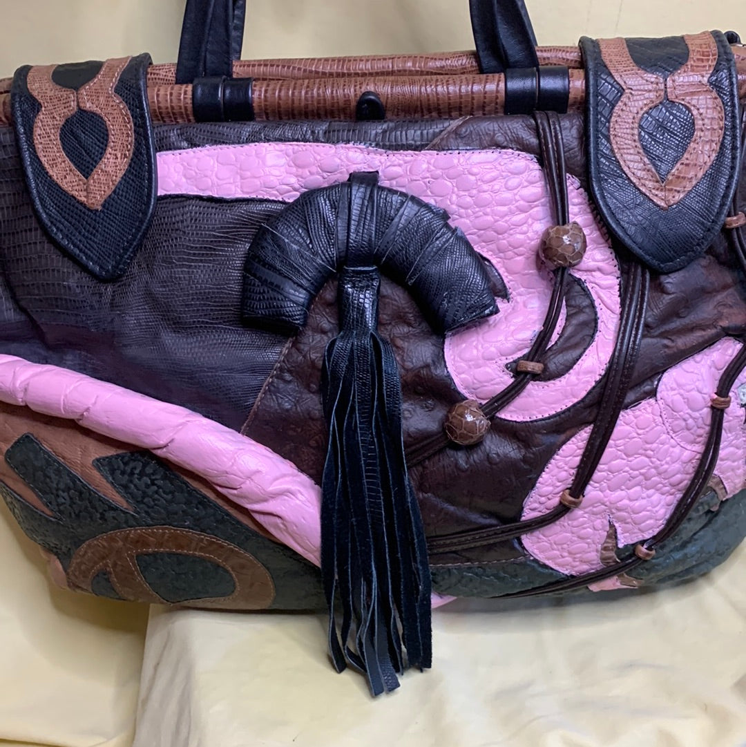 Vintage elephant patchwork handbag