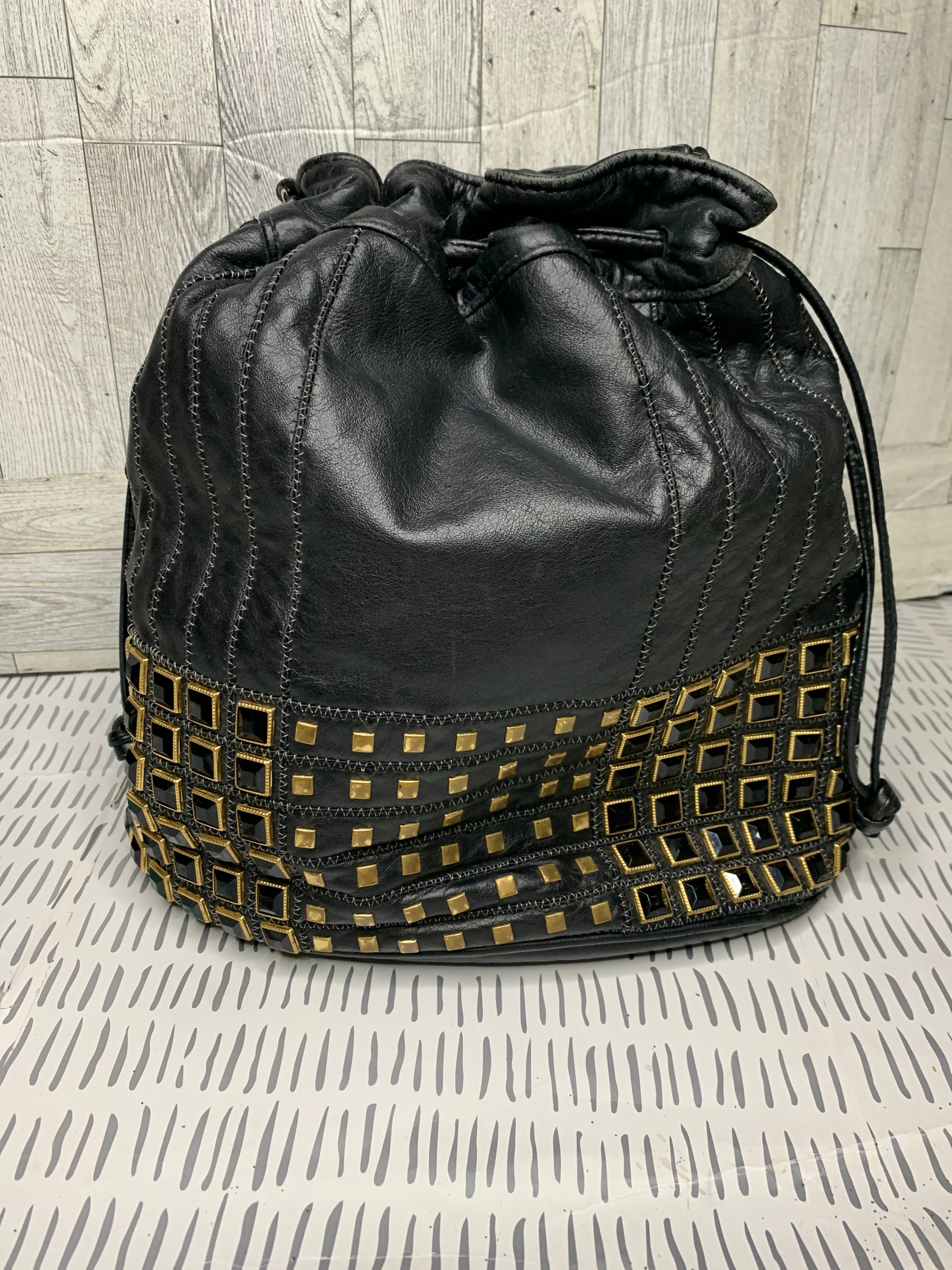 Vintage Black and Gold bucket bag