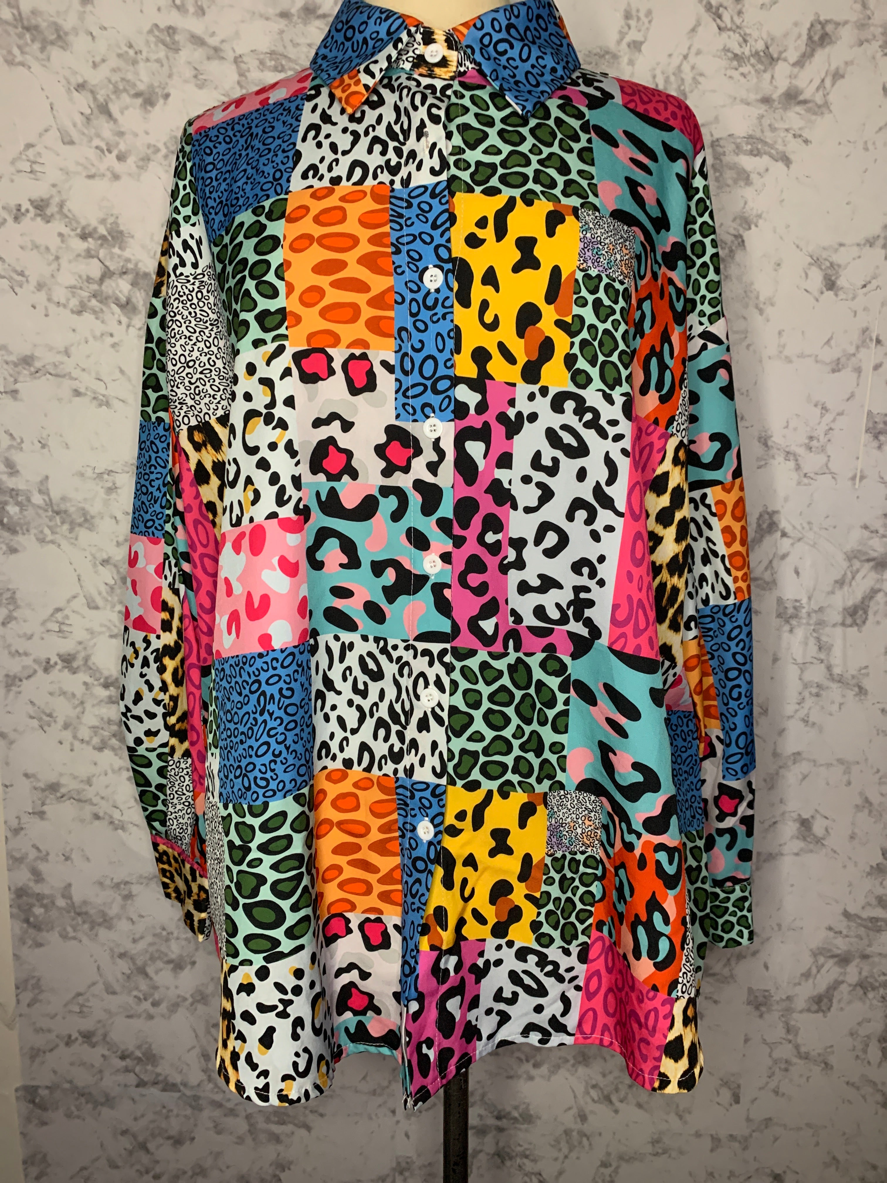 Multicolored cow print blouse