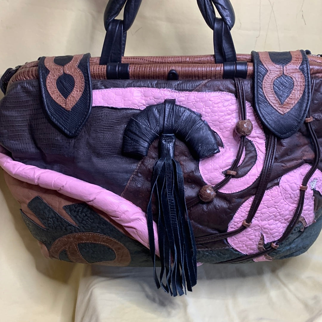 Vintage elephant patchwork handbag