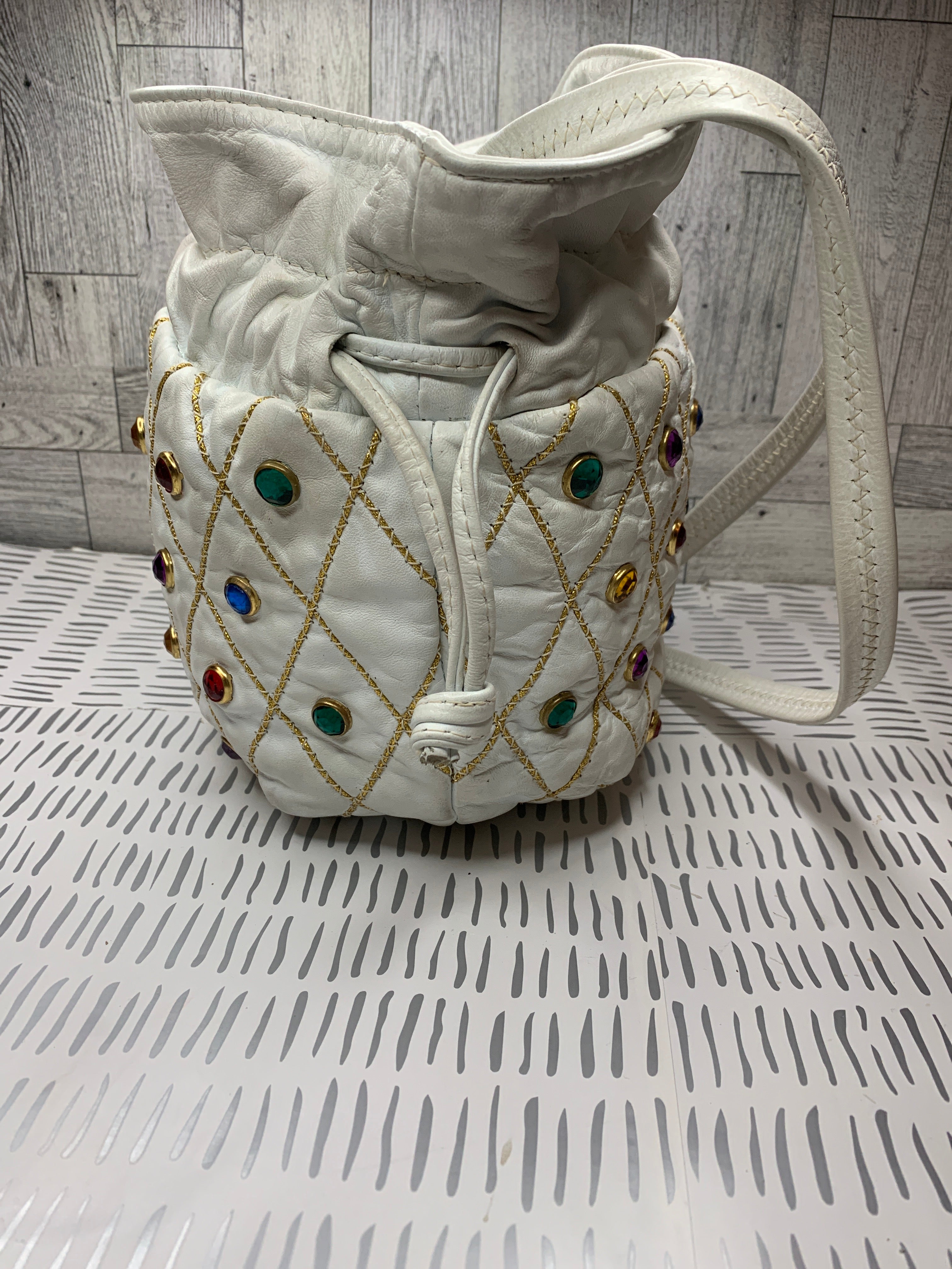 Gemmed out vintage bucket bag