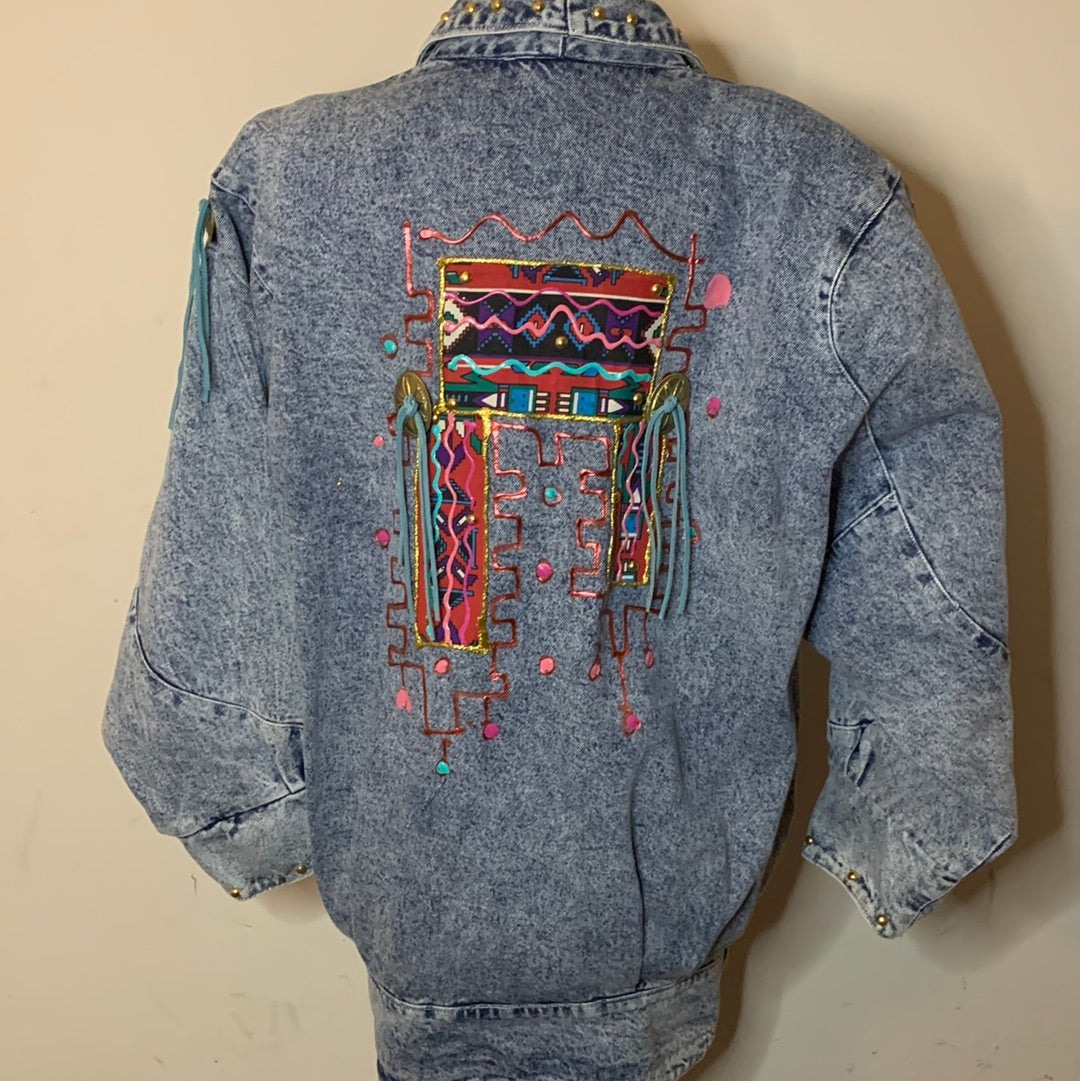 Vintage denim hand painted jacket