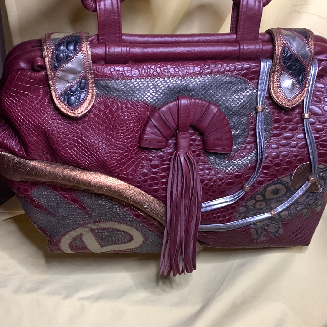 Vintage elephant patchwork handbag