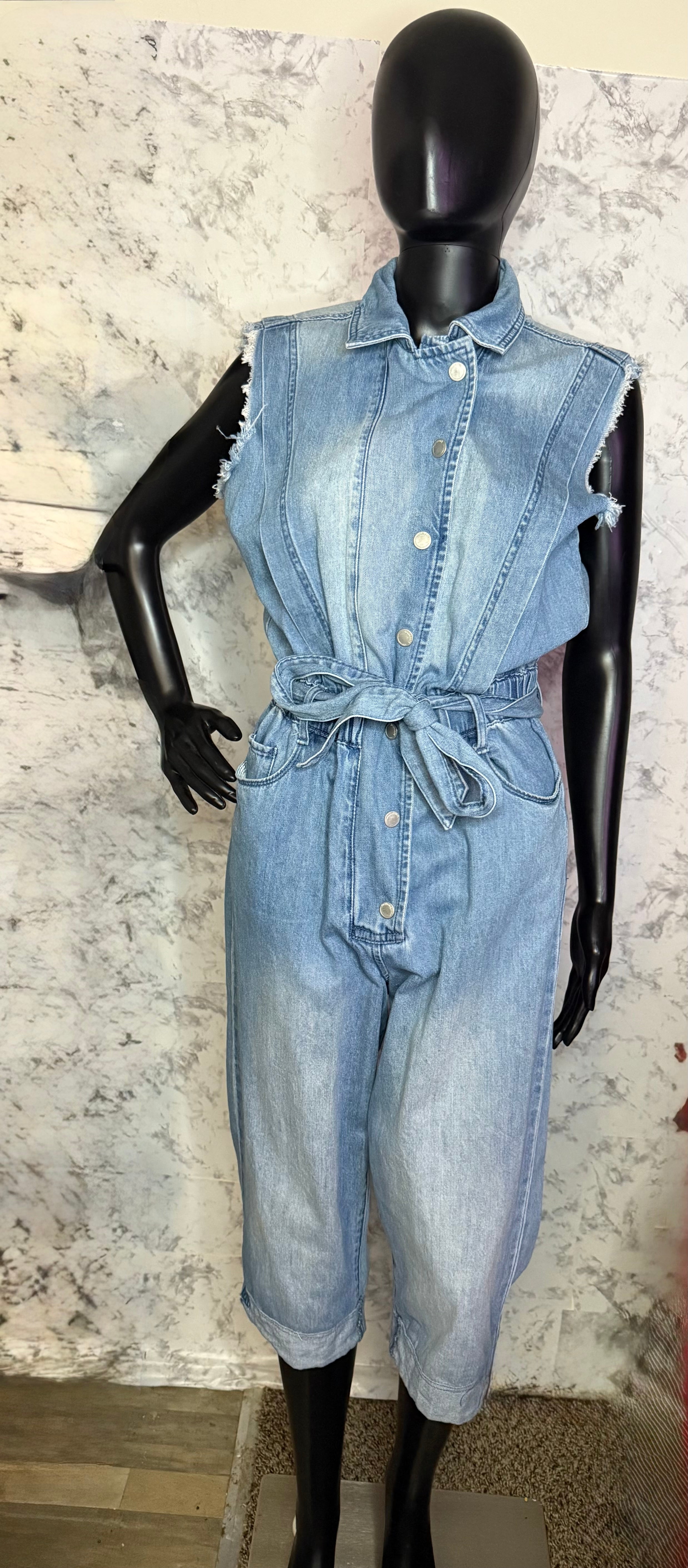 BlankNYC Sleeveless Denim Jumpsuit