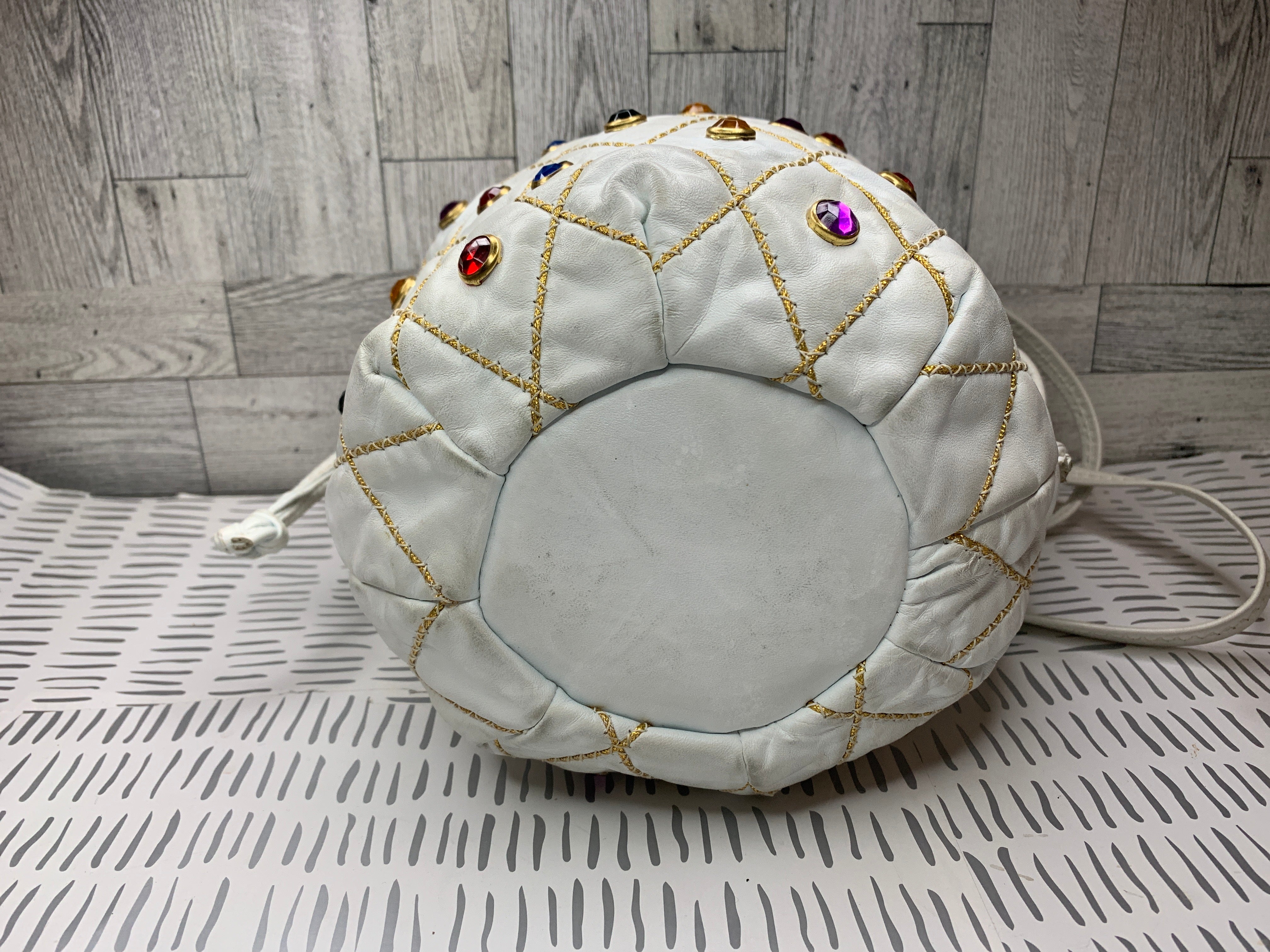 Gemmed out vintage bucket bag