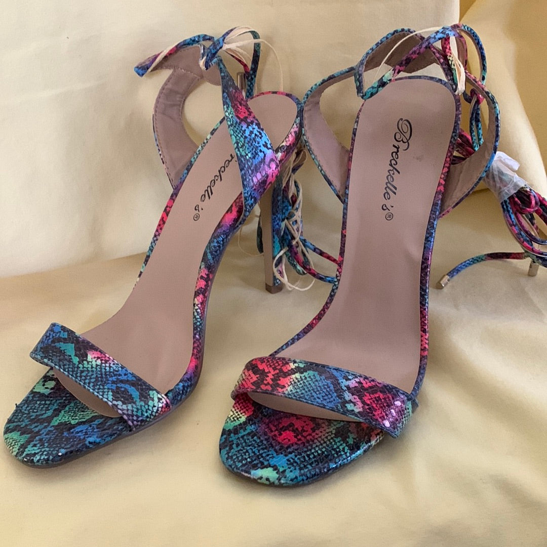 Snakeskin print heels