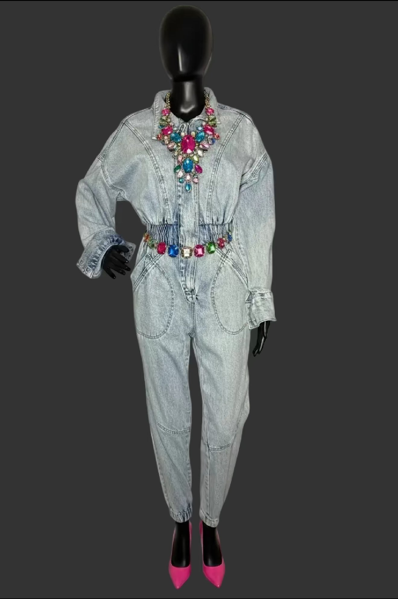 Long sleeve Denim jumpsuit