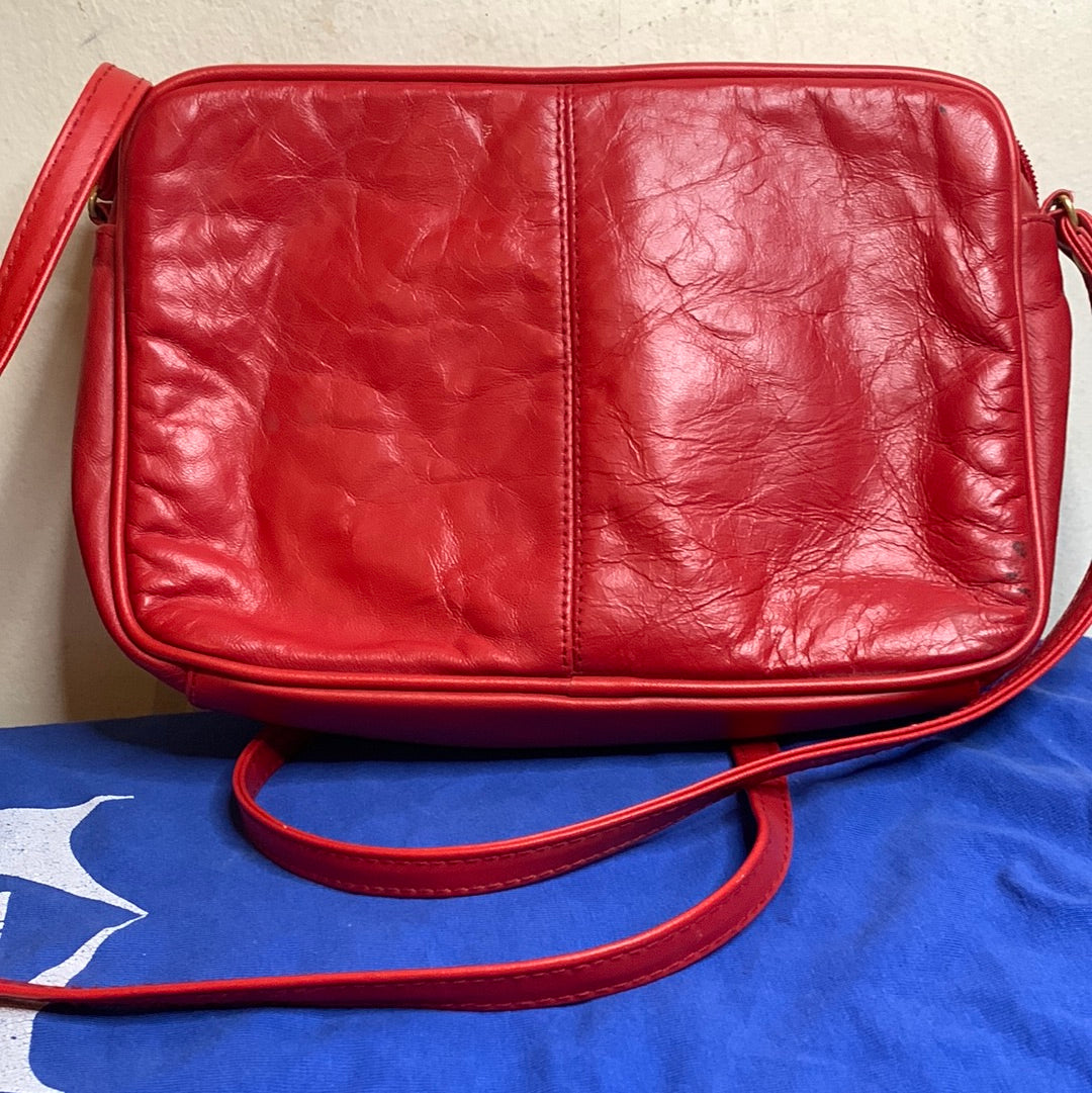 Red studded crossbody bag