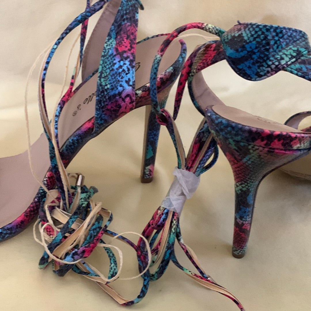 Snakeskin print heels