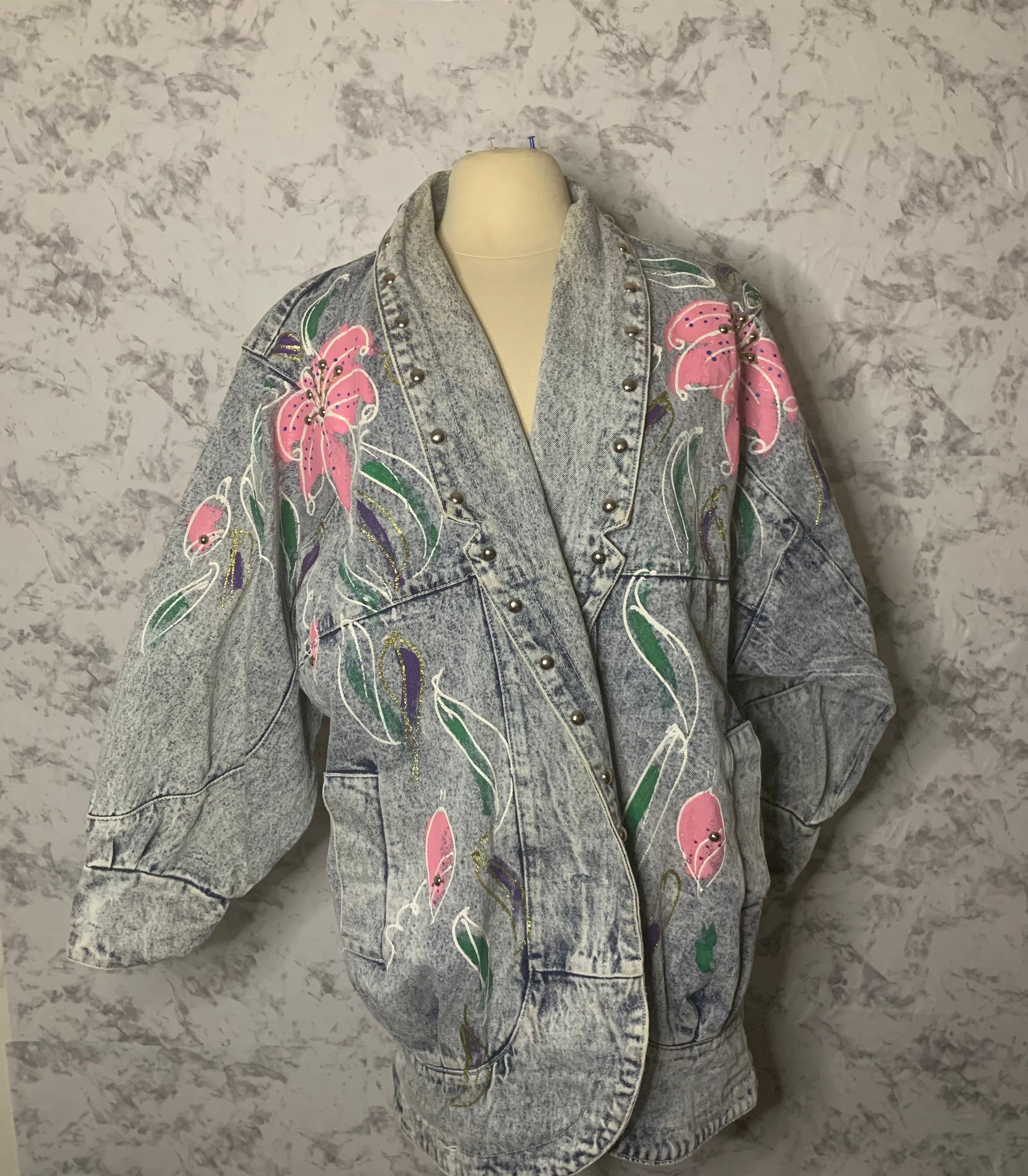Vintage floral denim jacket