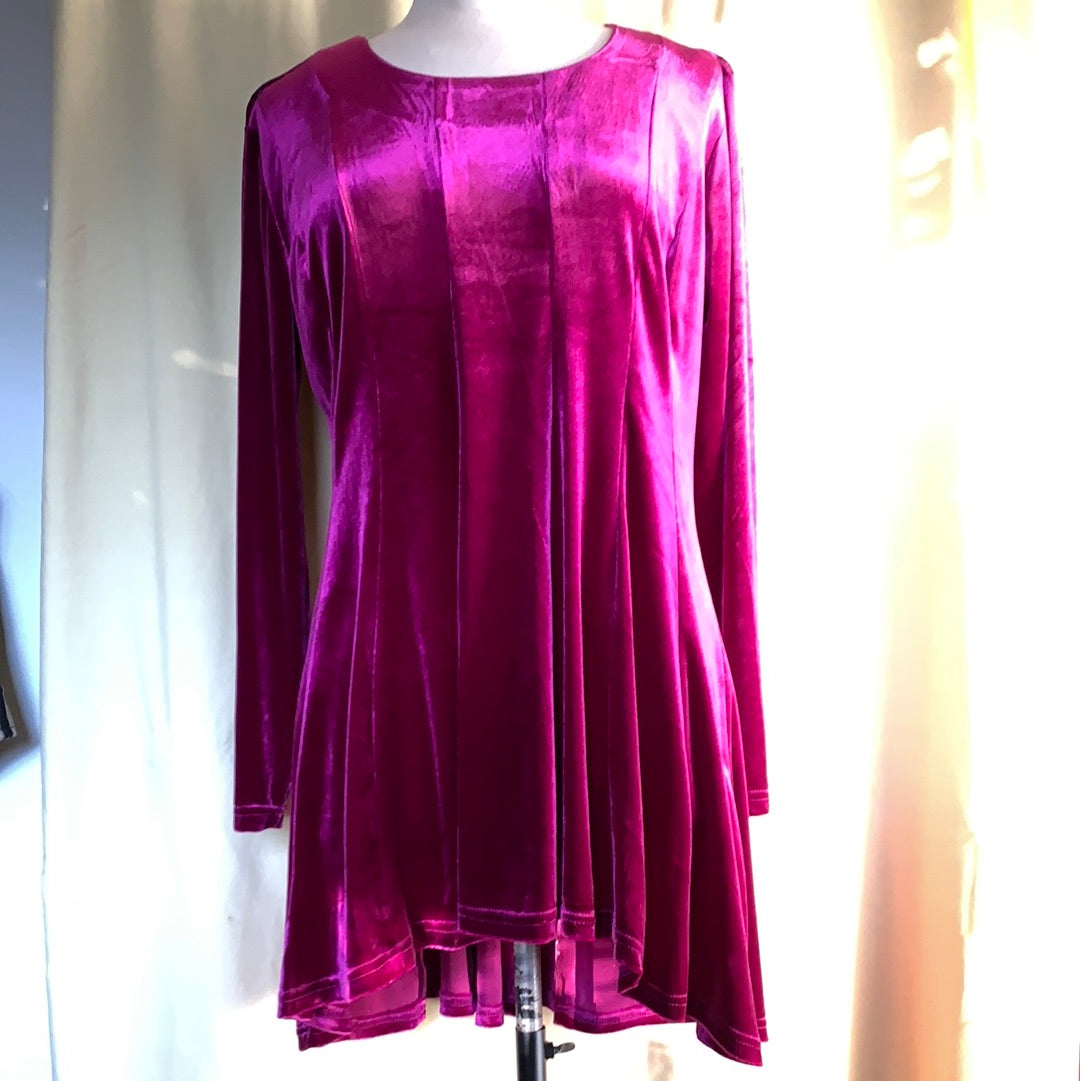 Fuchsia pink velvet dress