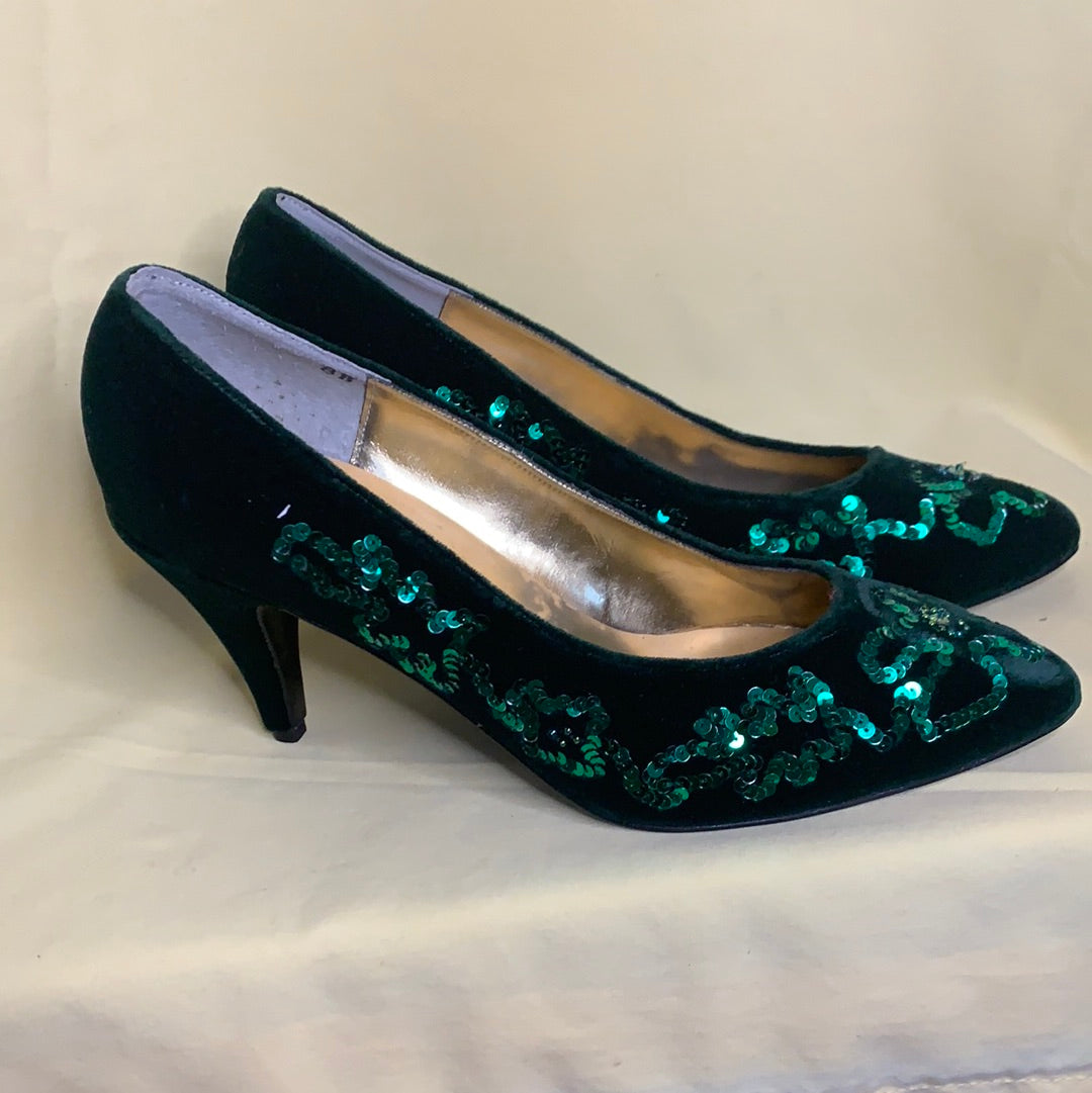 Velvet Sequin heels