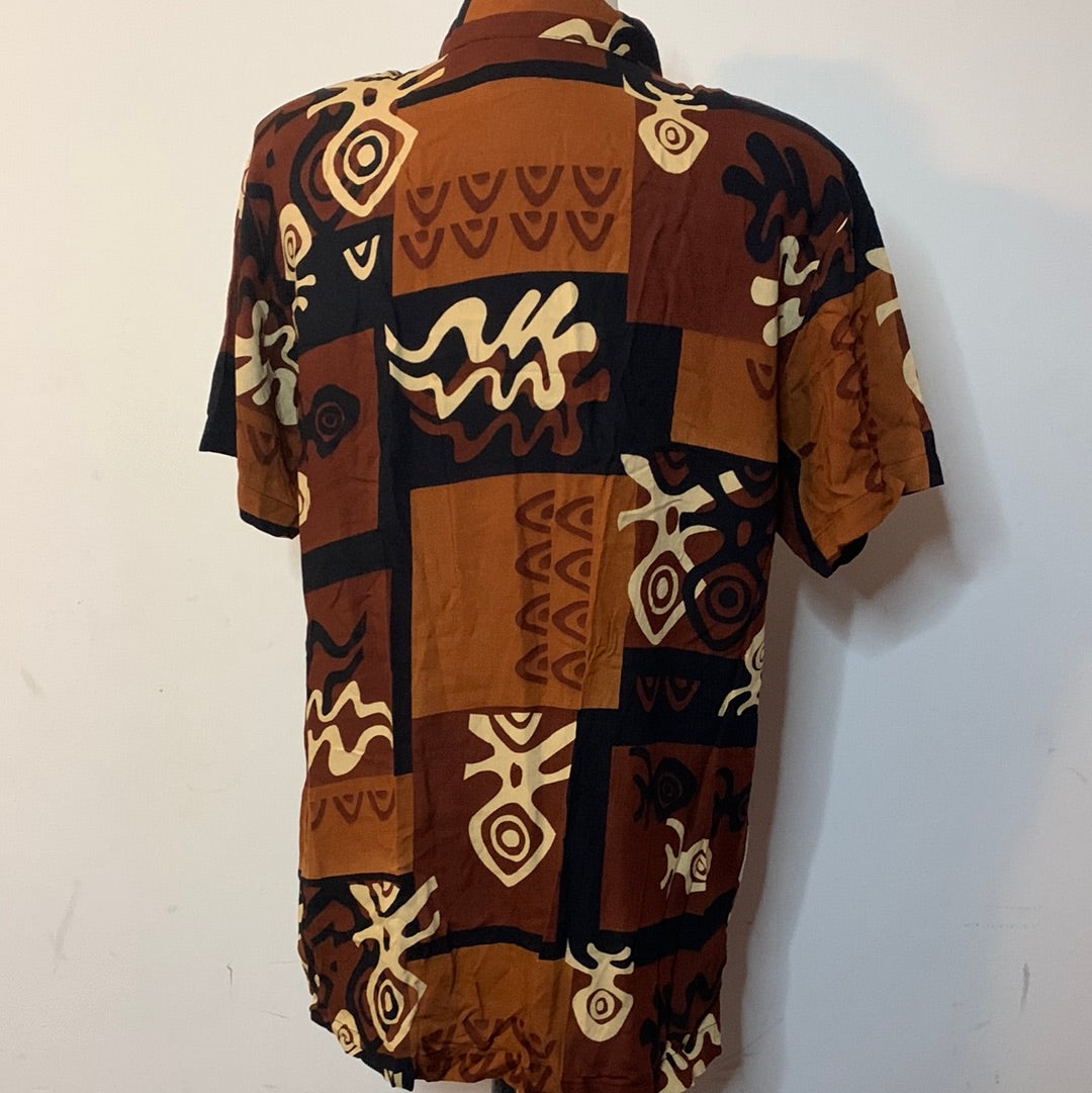 Mixed print button up