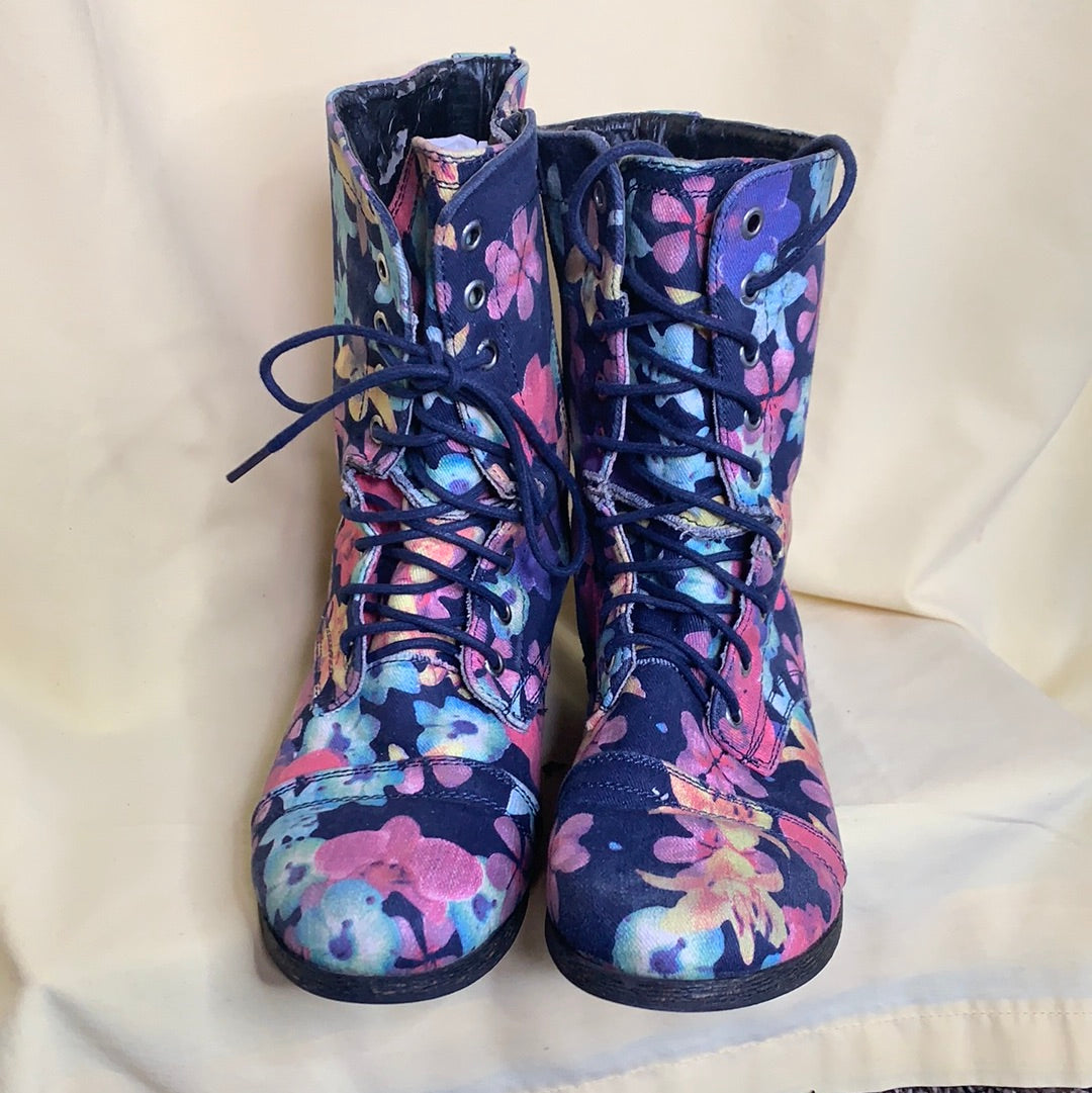 Floral combat boots