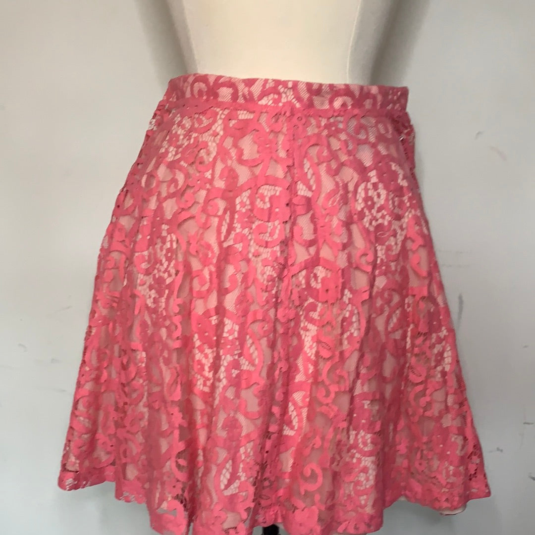 Pink lace detailed skirt